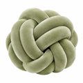 Cuscino decorativo rotondo 30 cm in tessuto effetto velluto verde salvia - nodo intrecciato