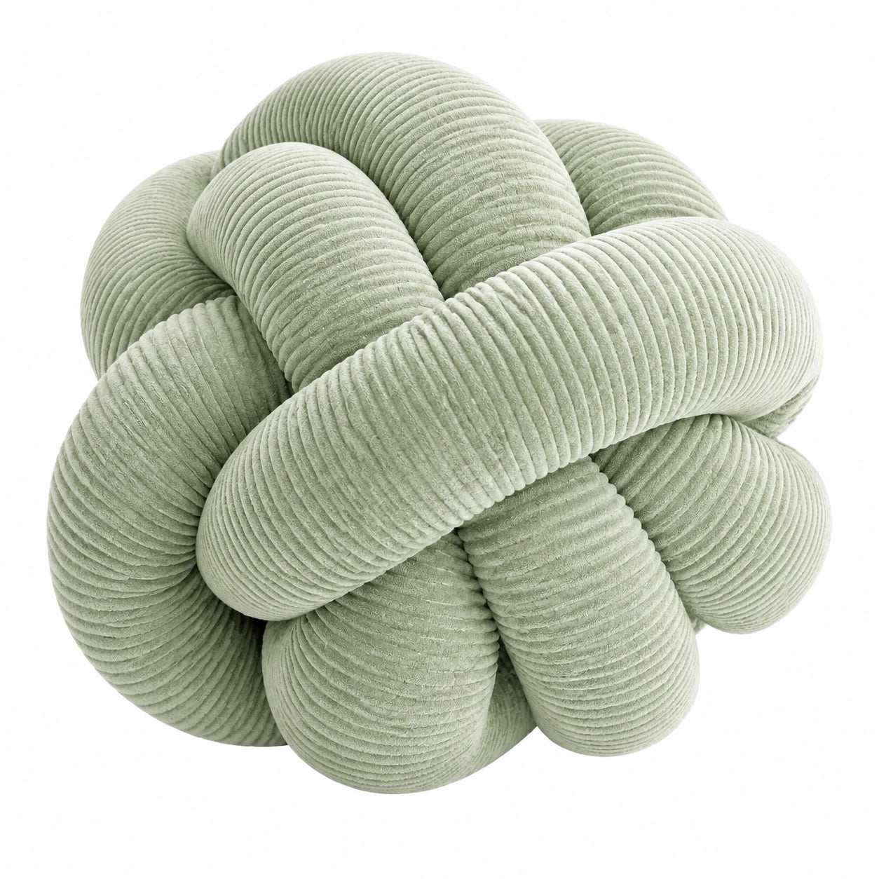 Cuscino decorativo annodato 30 cm in tessuto a coste verde salvia - morbido per divano e letto
