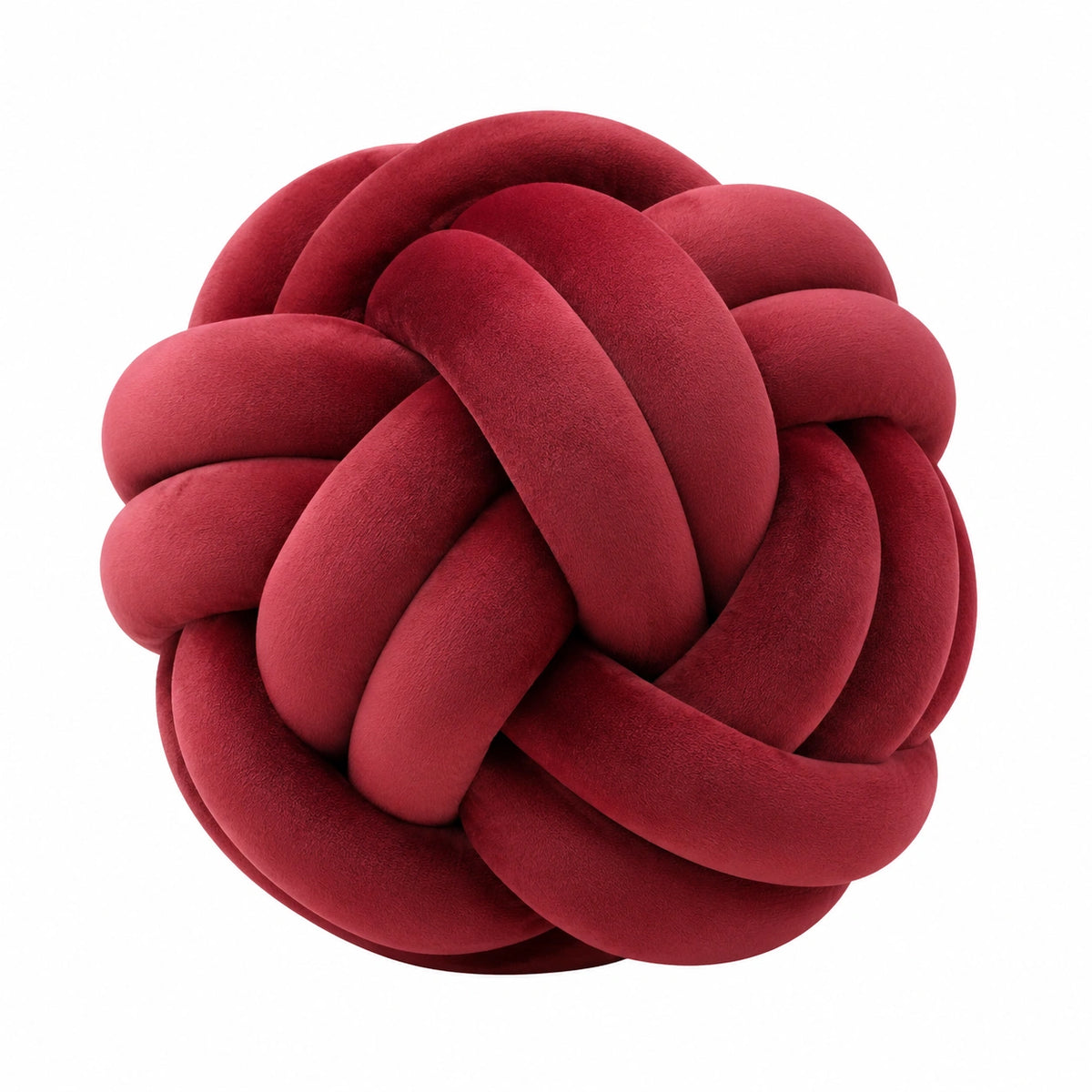 Cuscino decorativo annodato 30 cm in tessuto effetto velluto rosso bordeaux stile moderno