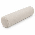Cuscino cilindrico 15 x 45 cm in tessuto beige con trama a spina di pesce per divano e letto