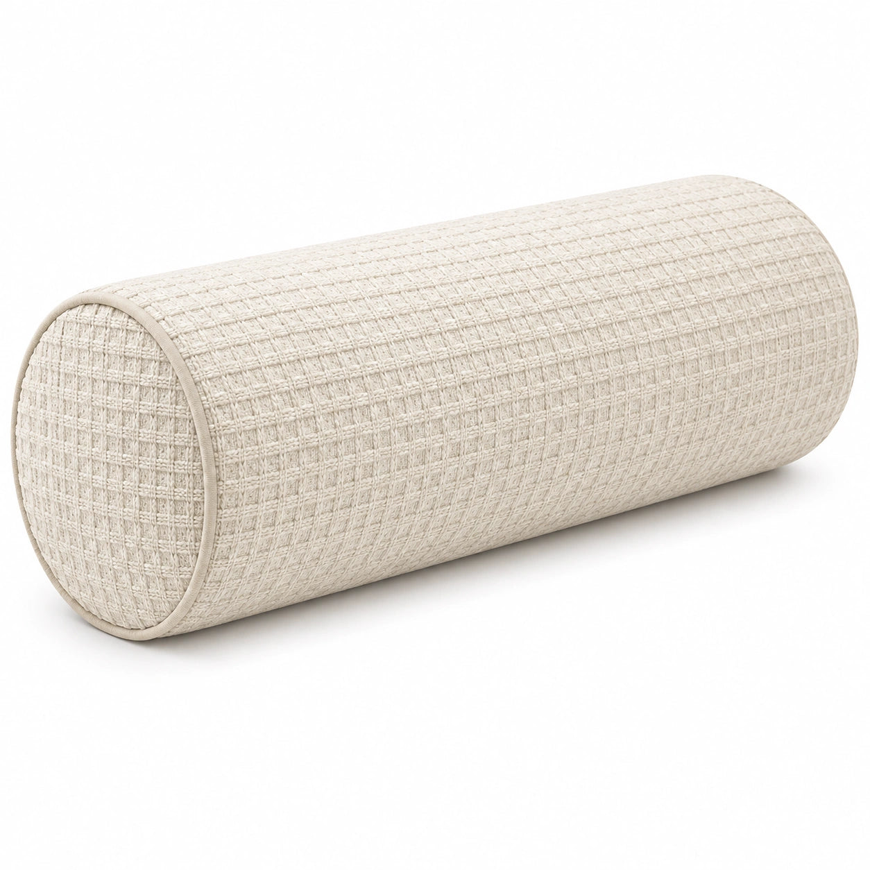 Cuscino cilindrico 20 x 50 cm in tessuto beige per supporto decorativo