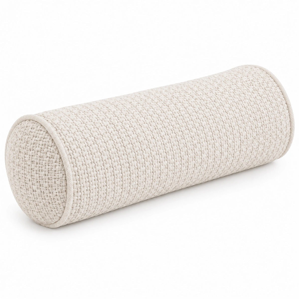 Cuscino cilindrico 20 x 50 cm in tessuto bouclé beige - supporto decorativo