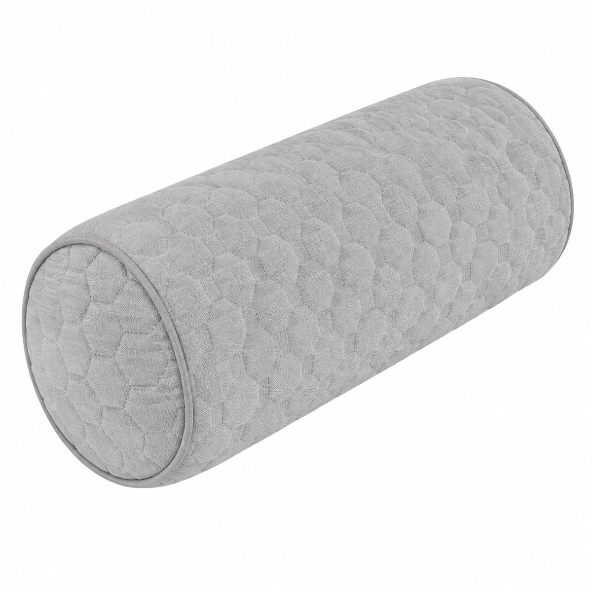 Cuscino cilindrico 20 x 50 cm in tessuto grigio trapuntato - supporto decorativo
