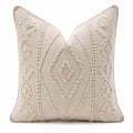 Cuscino decorativo 45 cm in tessuto beige con motivo geometrico a rilievo