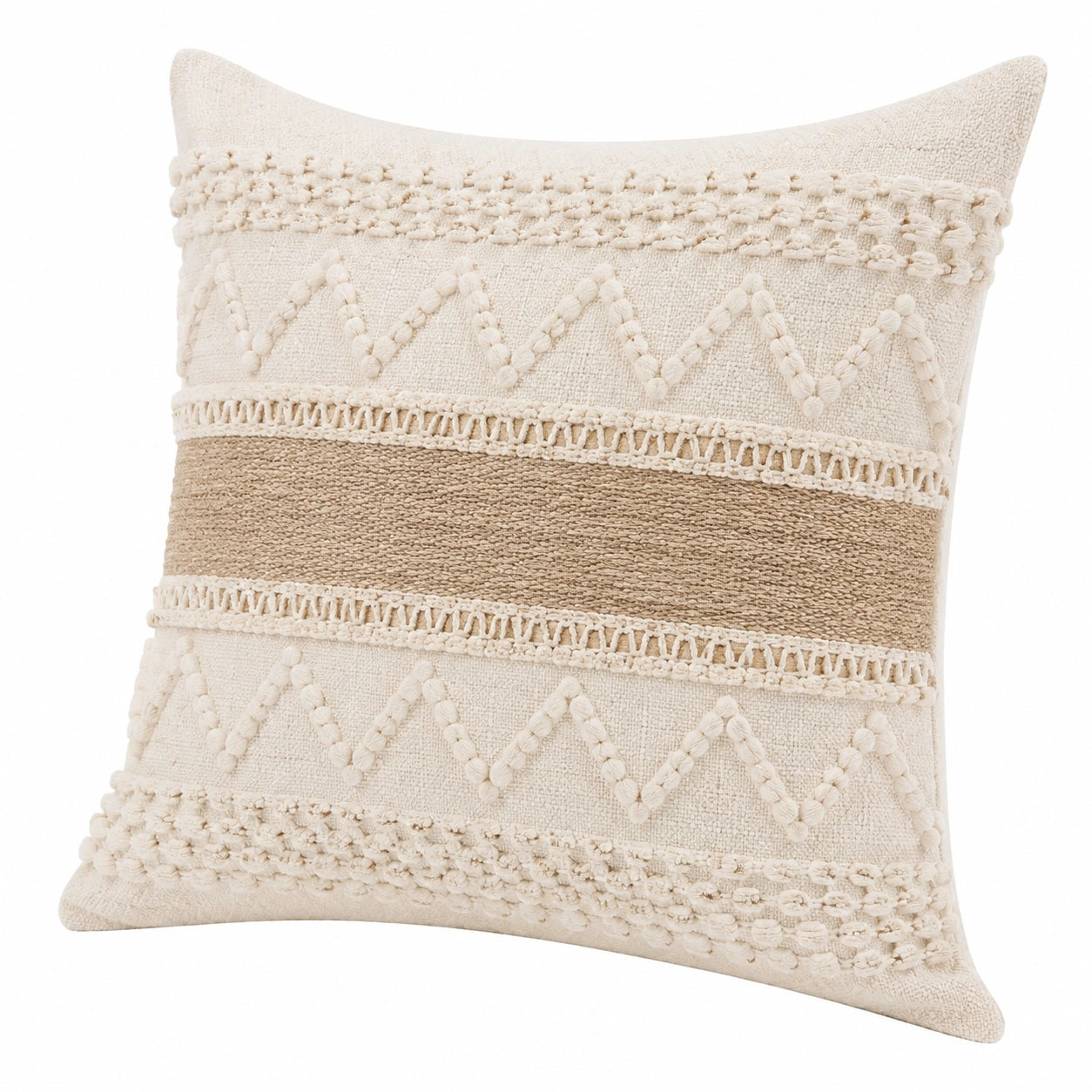 Cuscino decorativo 45 x 45 cm in cotone beige con texture boho