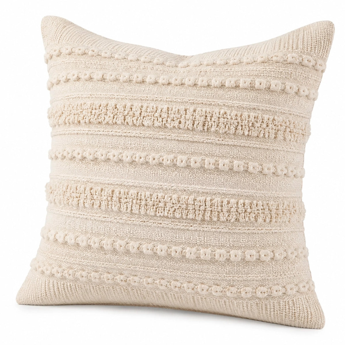 Cuscino decorativo quadrato 45 x 45 cm in cotone avorio con texture boho