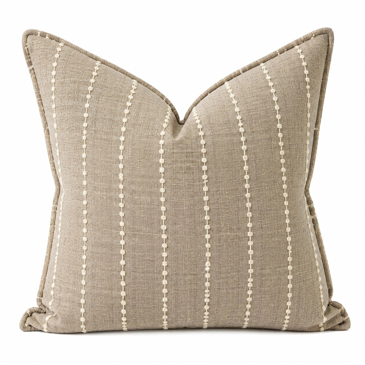 Cuscino decorativo quadrato 50 x 50 cm in tessuto beige a righe stile naturale