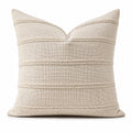 Cuscino arredo quadrato 45 cm in tessuto beige - decorativo a righe