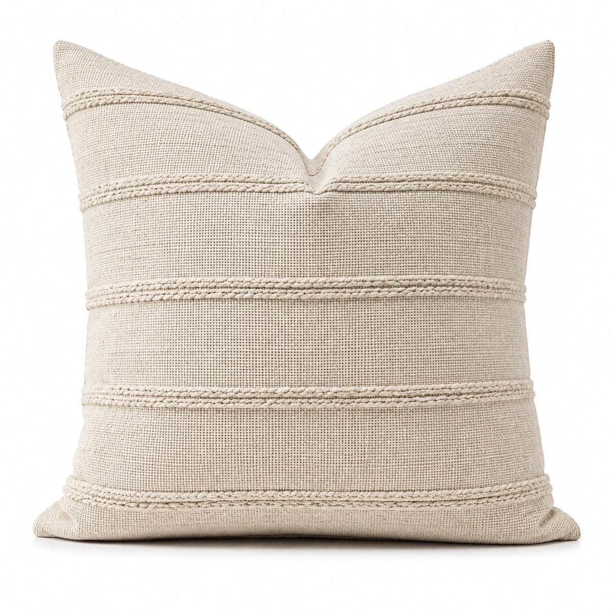 Cuscino arredo quadrato 45 cm in tessuto beige - decorativo a righe