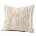 Cuscino decorativo 45 x 45 cm in cotone avorio per soggiorno stile boho con frange