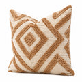 Cuscino decorativo 45 x 45 cm in tessuto beige e marrone con motivo geometrico testurizzato