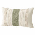 Cuscino decorativo rettangolare 50 x 30 cm in tessuto avorio e verde salvia con texture boho