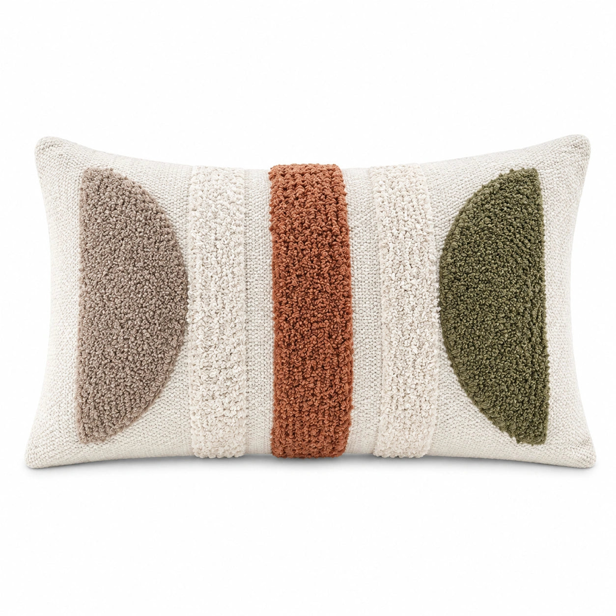 Cuscino decorativo rettangolare 50 x 30 cm in tessuto crema marrone terracotta e verde stile boho