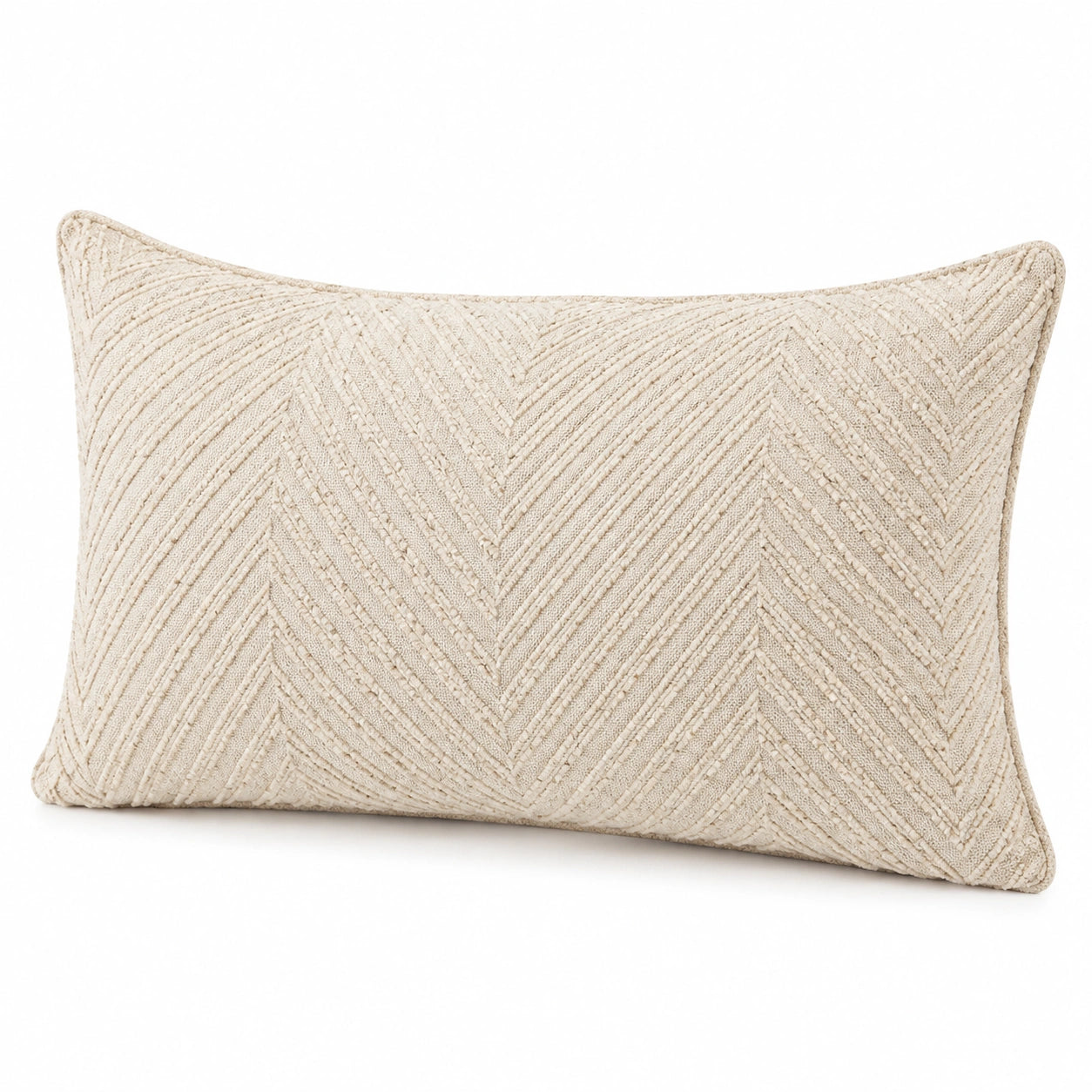 Cuscino rettangolare 50 x 30 cm in tessuto beige decorativo a rilievo