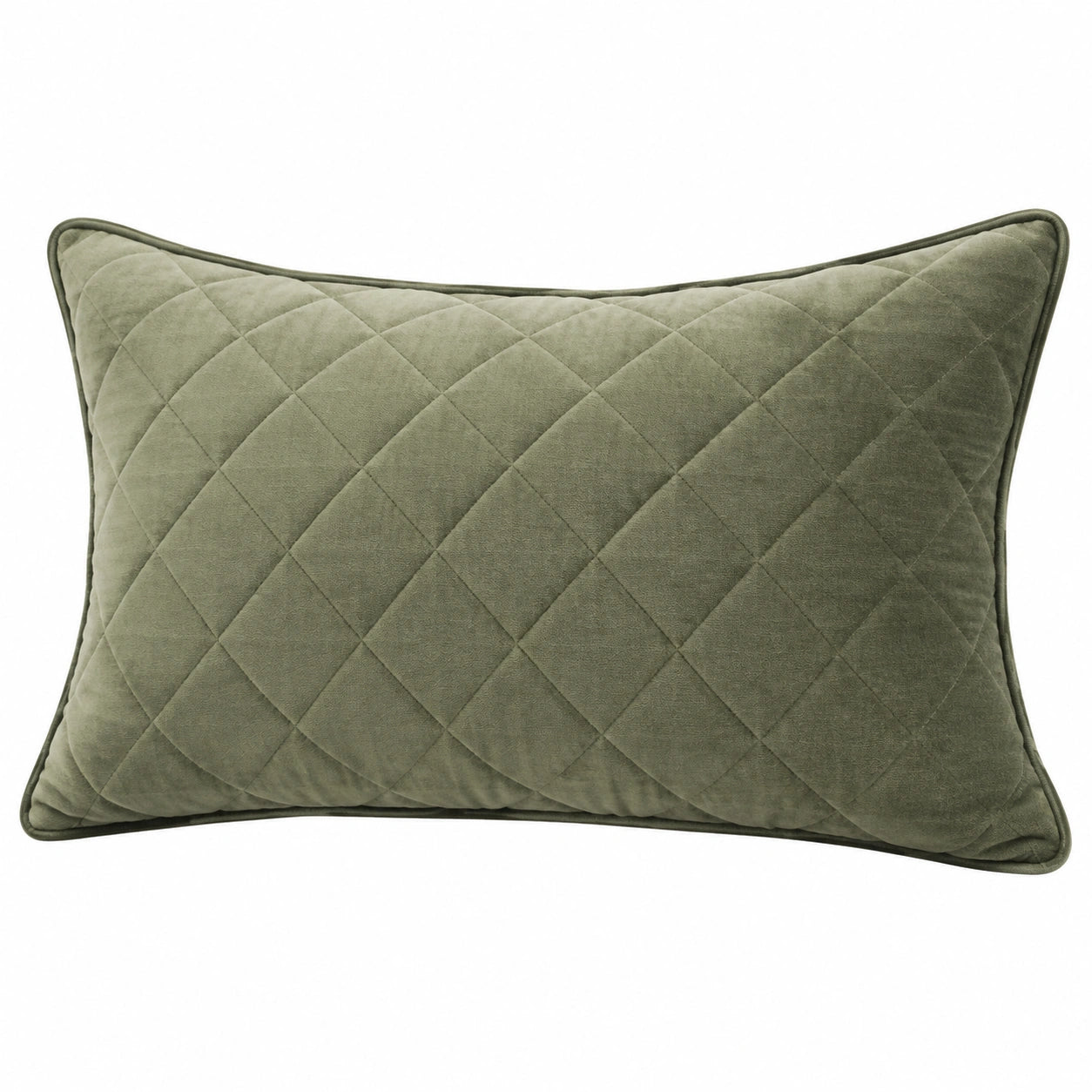 Cuscino decorativo rettangolare 50 x 30 cm in velluto verde trapuntato