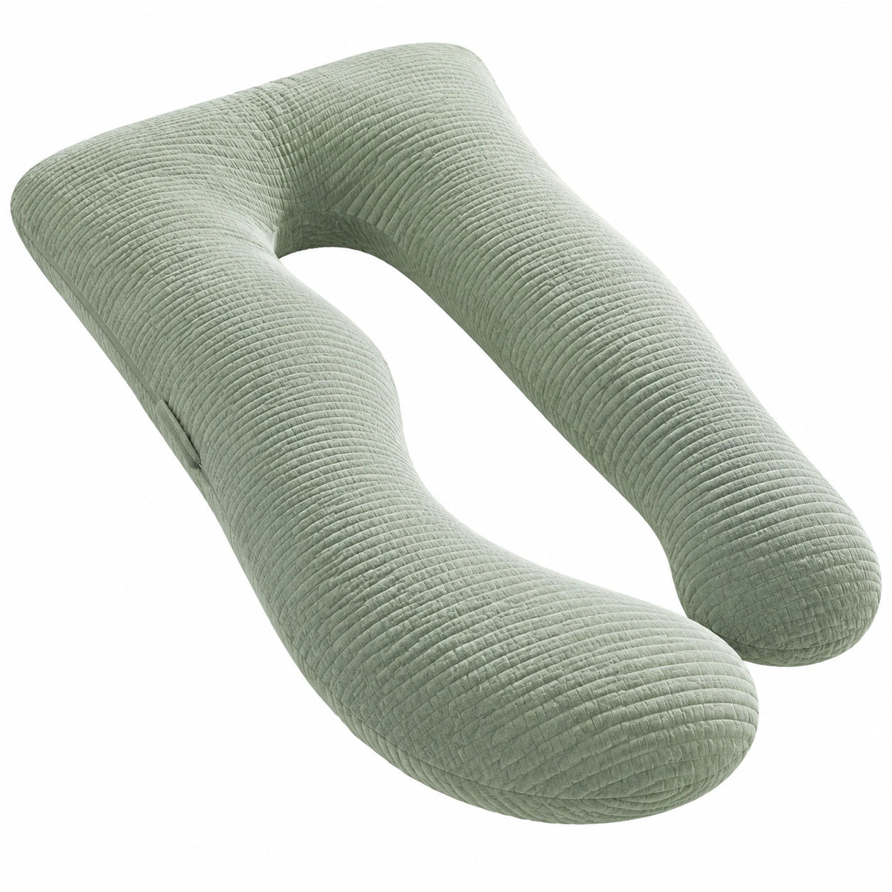Cuscino gravidanza a U 140 cm in poliestere verde salvia con supporto avvolgente