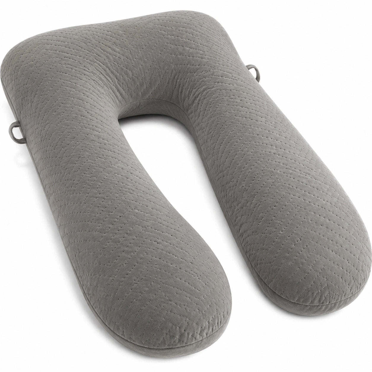 Cuscino gravidanza a U 130 cm in poliestere grigio trapuntato per riposo e supporto