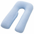 Cuscino gravidanza a U 140 cm in poliestere azzurro goffrato per sostegno riposo