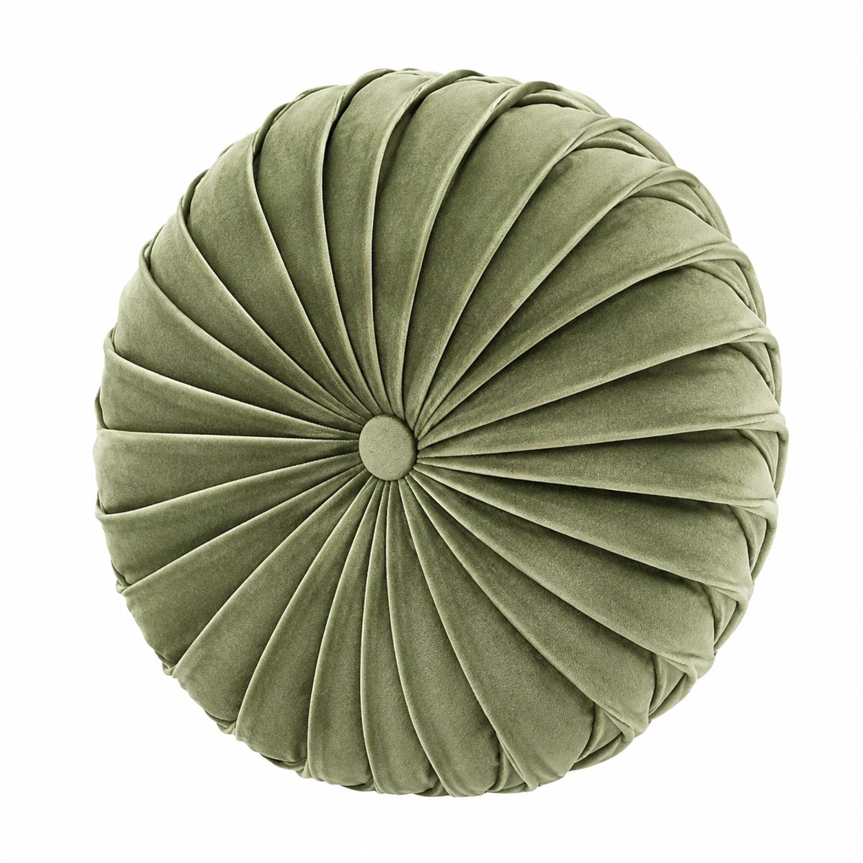 Cuscino decorativo rotondo 40 cm in velluto verde a pieghe stile moderno