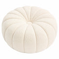 Cuscino decorativo rotondo 45 cm in tessuto bouclé avorio per divano stile zucca