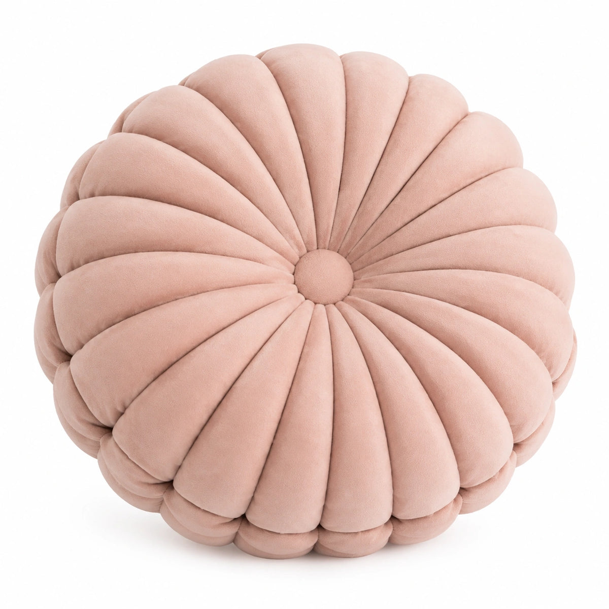 Cuscino decorativo rotondo 45 cm in velluto rosa cipria stile floreale
