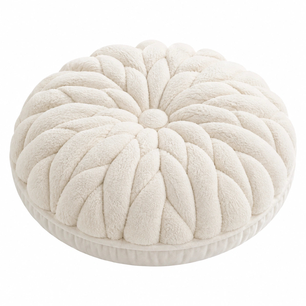 Cuscino rotondo 50 cm in poliestere color crema - imbottito stile intrecciato